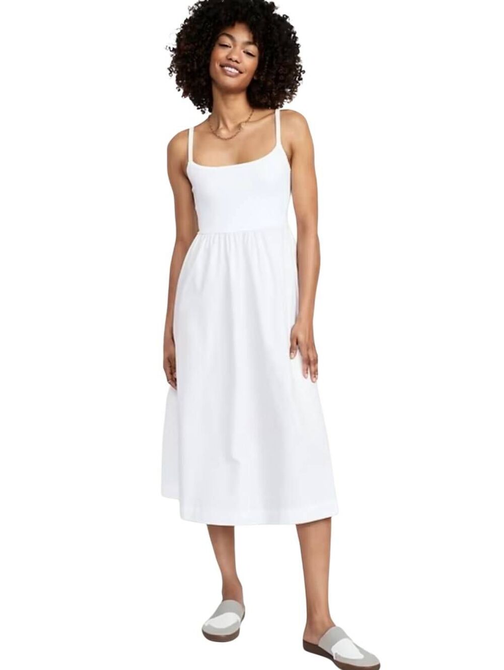 NWT Old Navy White Fit & Flare Combination Cami Midi Dress Size S
